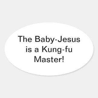 Baby-Jesus Kung-fu Hankamer Artjunkhaus Stripkunst Ovale Sticker
