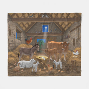 Baby Jesus Manger Heilige Kerstnacht Fleece Deken