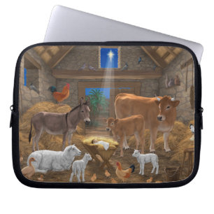 Baby Jesus Manger Heilige Kerstnacht Laptop Sleeve