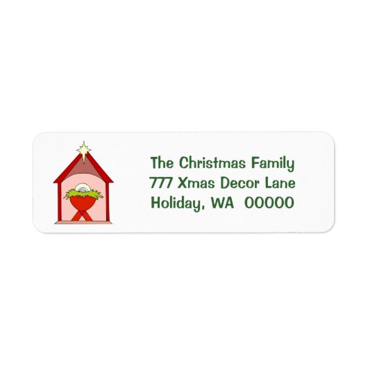 Baby Jesus Manger Kerst Mailing Labels (Voorkant)