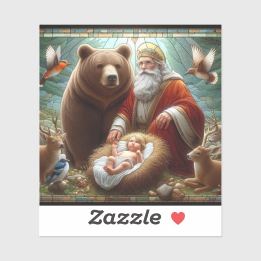 Baby Jesus met de Kerstman en het wild Sticker (Vel)