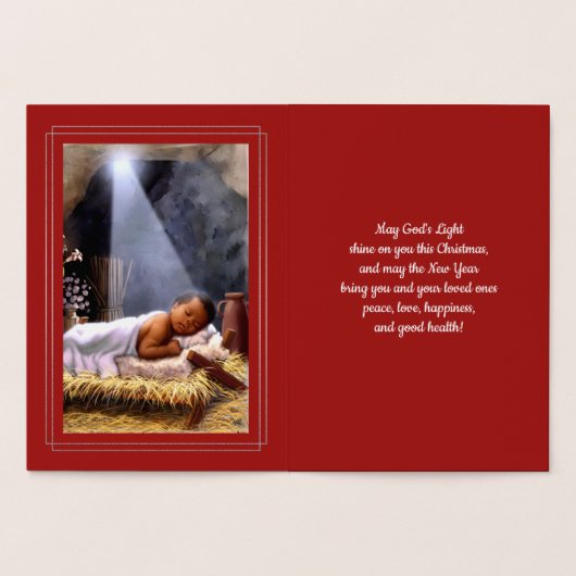 Baby Jesus Schilderen Luxe Kerstmis Folie Kaarten (Binnen)