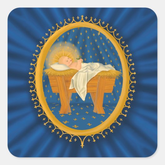 Baby Jesus Square Sticker (Voorkant)