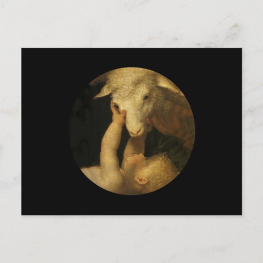 Baby Jesus Touches Lamb Briefkaart (Voorkant)