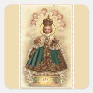 Baby Jesus van Praag met Cherub Angels Vierkante Sticker