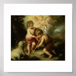 Baby Jezus en John de Baptist ongeveer 1600's Poster