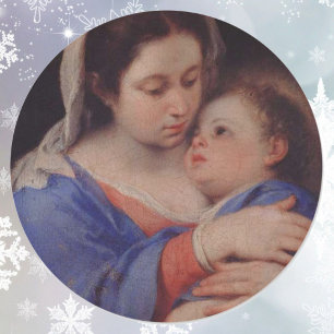 Baby Jezus en Moeder Maria Schilderen Ronde Sticker