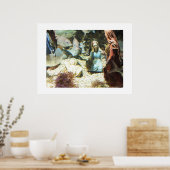 Baby Jezus in een onderzeese nativiteit Poster (Keuken)