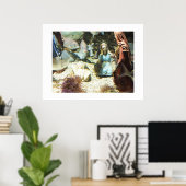Baby Jezus in een onderzeese nativiteit Poster (Thuiskantoor)