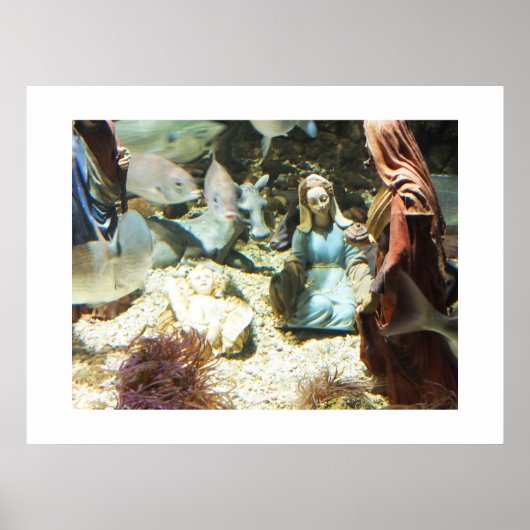 Baby Jezus in een onderzeese nativiteit Poster (Voorkant)