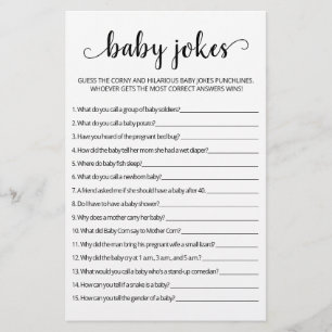 Baby Jokes Baby shower spel met antwoorden