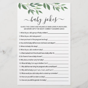 Baby Jokes Baby shower spel met antwoorden