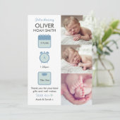 Baby jongen aankondiging / dank je kaart (Staand voorkant)