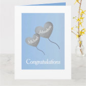 Baby jongen blauw & zilveren ballon twin doop kaart (Gele Bloem)