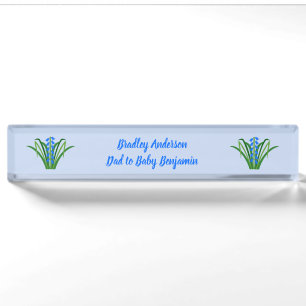 Baby Jongen Blauwe Klokjes Bloemen Lente Aangepast Naambordje
