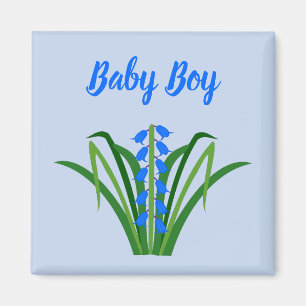 Baby Jongen Blauwe Klokjes Bloemen Lente Maatwerk Magneet
