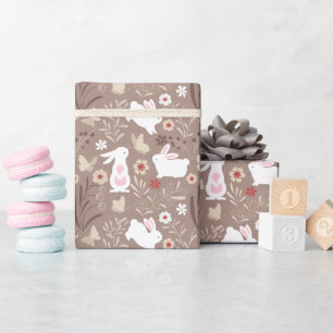 Baby Jongen Douche Konijnen op Bruin Cadeaupapier