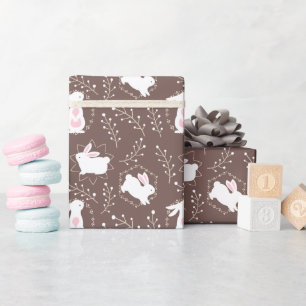 Baby Jongen Douche Konijnen op Bruin Cadeaupapier