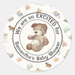 Baby Jongen Douche Uitnodigen Envelop (20) Ronde Sticker