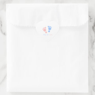 Baby Jongen en Meisje Voetafdrukken Tweeling Baby  Hart Sticker