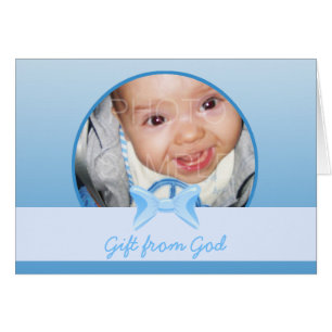 Baby jongen Foto Gift of God Blue bow Bible vers
