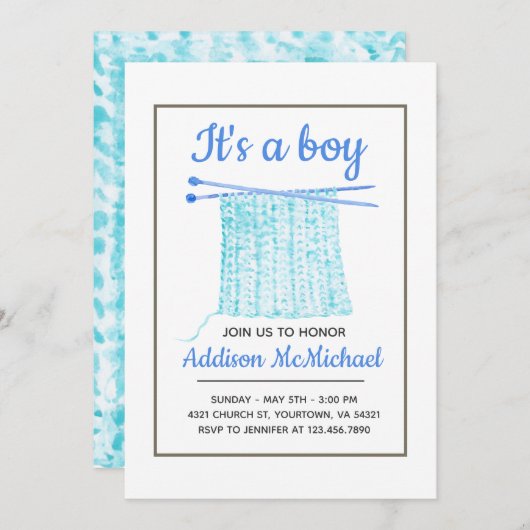 Baby Jongen Gebreide Deken Kaart (Voorkant / Achterkant)