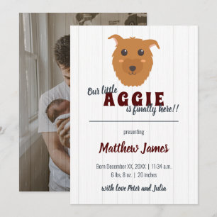 Baby Jongen Hond Maroon Baby Aankondiging