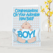 Baby jongen kaart (Gele Bloem)