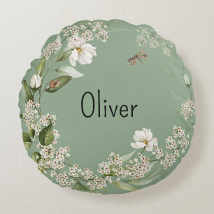 Baby Jongen Kwekerij Decor Waterverf Bloemen Rond Kussen