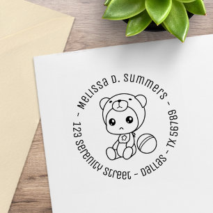 Baby Jongen Meisje Beer Rompertje Rond Adres 2 Rubberstempel
