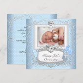 Baby Jongen Meisje Blauwe Doop Doop Kruis Wit Kaart (Voorkant / Achterkant)