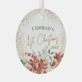 Baby Jongen Meisje Milestone Eerste 1e Kerstboom Glas Ornament (Voorkant Rechts)