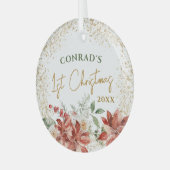 Baby Jongen Meisje Milestone Eerste 1e Kerstboom Glas Ornament (Voorkant links)