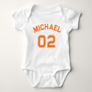 Baby Jongen Meisje Oranje Naam Jersey Nummer Sport Romper