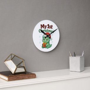 Baby Jongen Mijn 1e Kerstmis Dino Ronde Klok