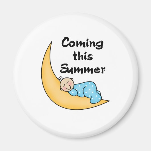 Baby jongen op maan zomer magneet (Voorkant)