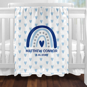 Baby Jongen Regenboog en Hartjes Persoonlijk Fleece Deken