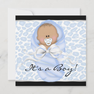 Baby Jongen Zwarte Blauwe Luipaard Baby Shower Kaart