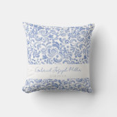 Baby Jongensnaam BIRTHDATE Blauwe Waterverf Keepsa Kussen (Voorkant)