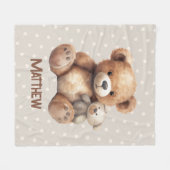 Baby jongensnaam Teddy Bear Beige Tan Brown kinder Fleece Deken (Voorkant (Horizontaal))