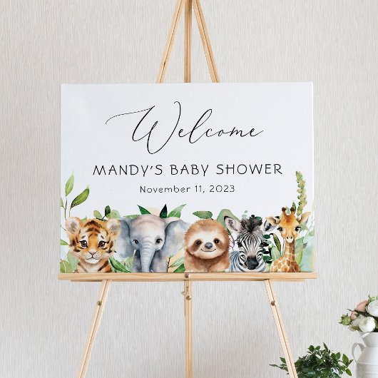Baby Jungle Animaux Baby shower Affiche de bienven