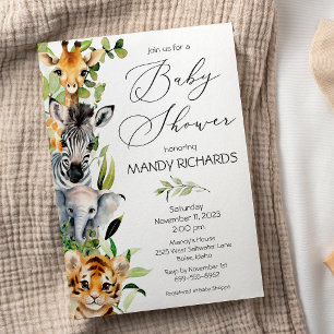 Baby Jungle Animaux Baby shower Invitation