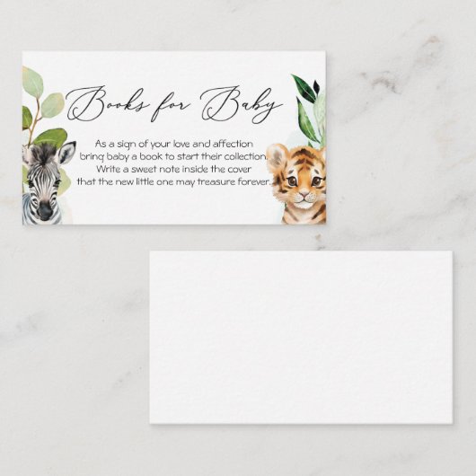 Baby Jungle Animaux Réserver Carte (Devant / Derrière)