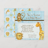 Baby Jungle, Baby shower garçon Invitation - Bleu (Devant / Derrière)