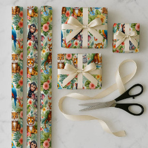 Baby Jungle Dieren Tropisch Inpakpapier Bundel Vel