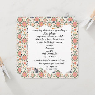 Baby Junglekatten en Bloemen Kaart