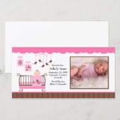 Baby Kamer Meisje FOTO Geboorteaankondiging Aankondiging (Voorkant / Achterkant)