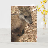 Baby Kangaroo Wenskaart Kaart (Gele Bloem)