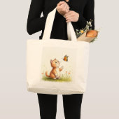 Baby kat en vlinder grote tote bag (Voorkant (product))
