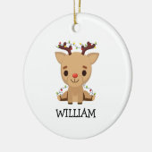 Baby Keepsake Kerst Schattigee rendieren naam Keramisch Ornament (Links)